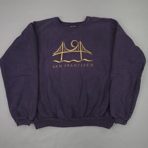 Vintage Crazy Shirts Sweatshirt Mens XL Purple San Francisco Embroidered 90s